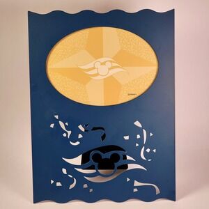 Disney Cruise Line Mickey Mouse AAA Exclusive Blue Metal‎ 5x7 Picture Frame EUC